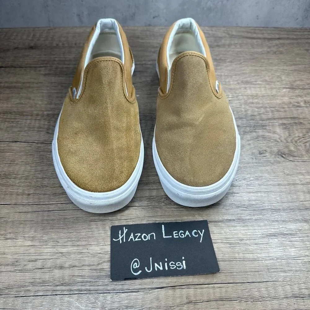 Vans~Women's~Camel‎ Suede/Cloth Classic Slip On Sneakers~Size 7.5